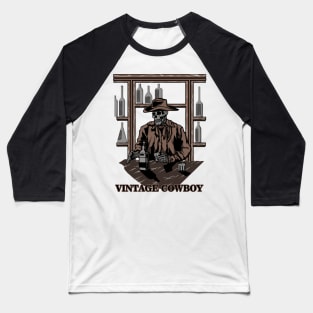 Vintage Skull Cowboy #4 Baseball T-Shirt